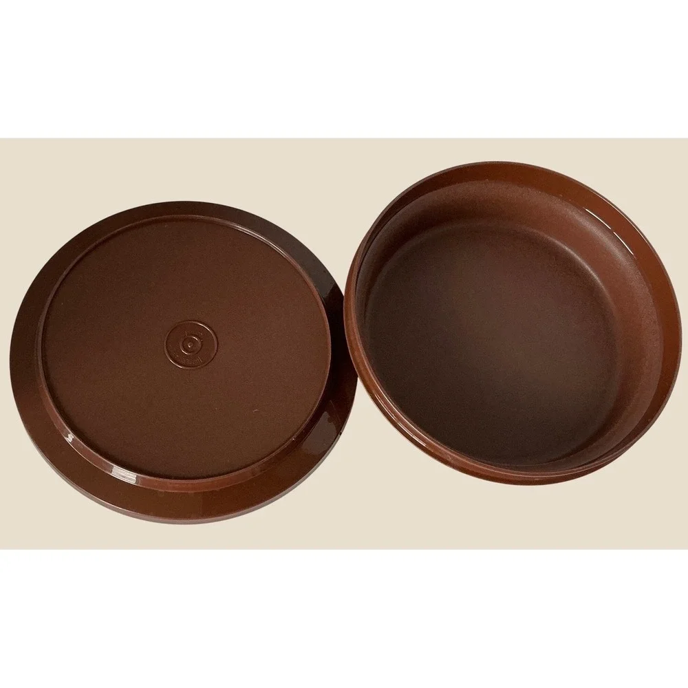 Tupperware Vintage Servalier Brown Round Bowl Lid 1206-13 Kitchen Storage 7.5in